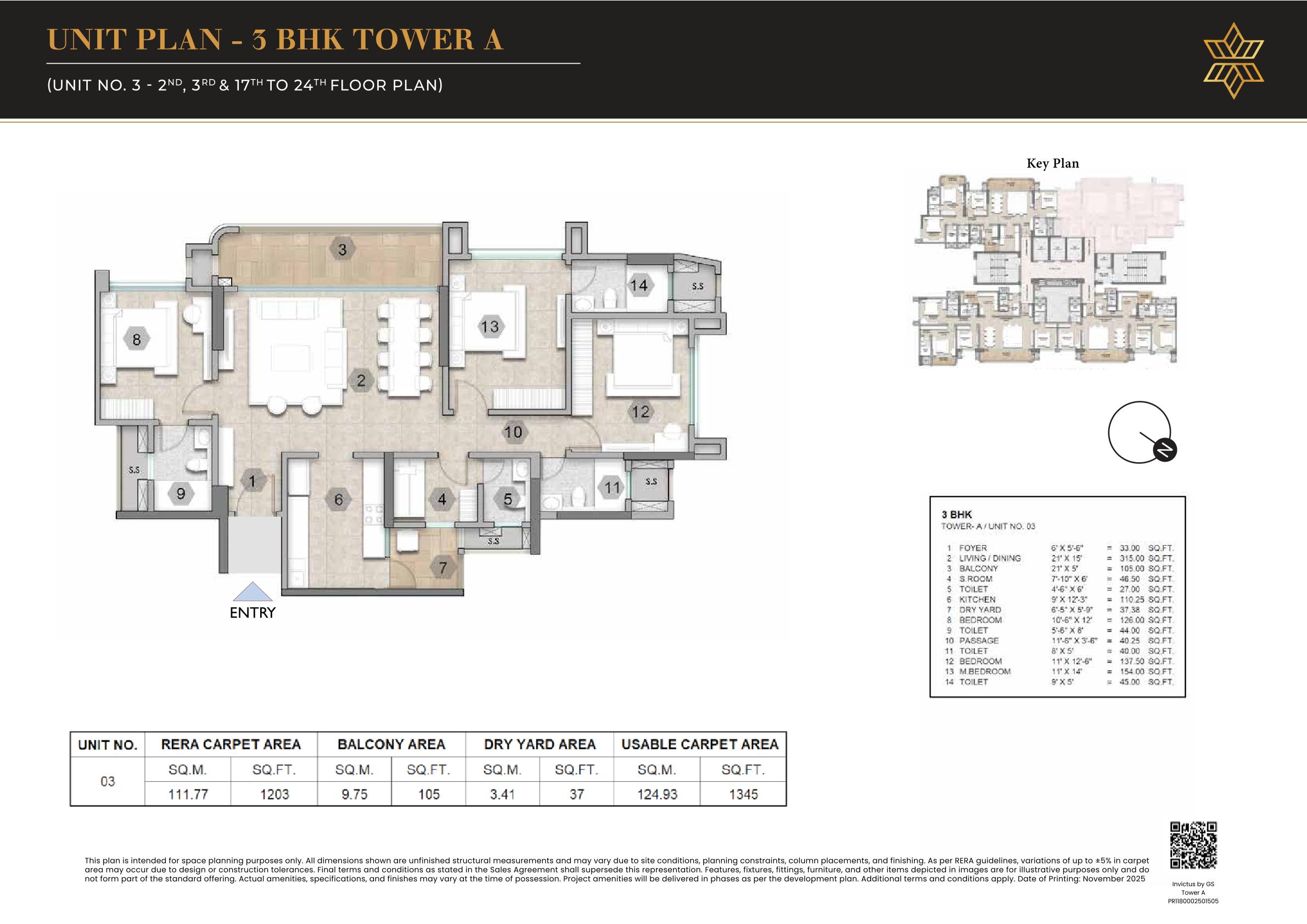 3 BHK Floor Plan